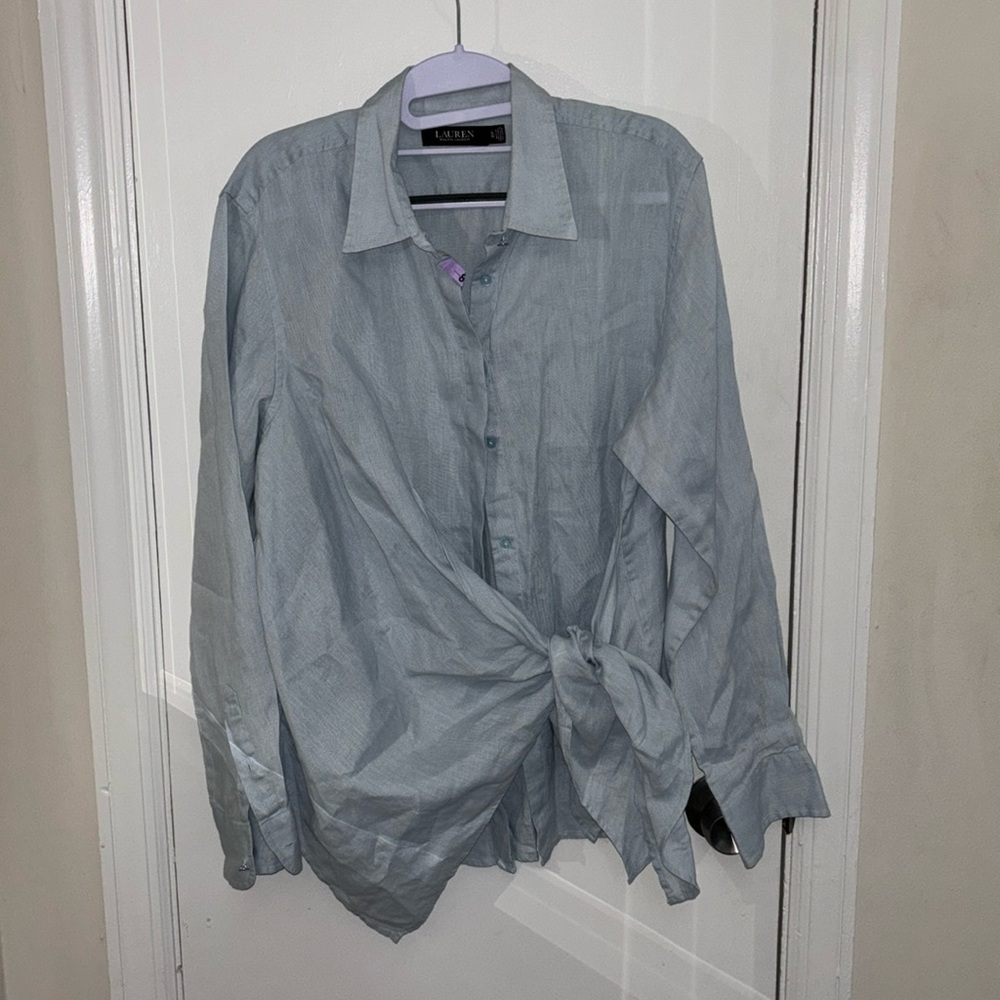 Side tie linen shirt